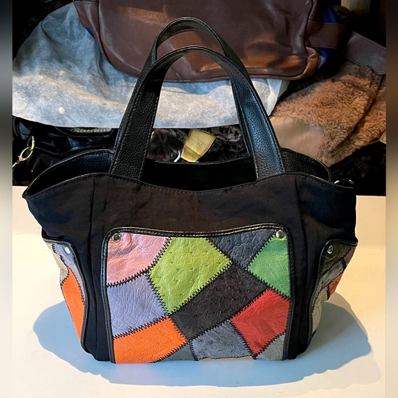 imported Handbags - Vintage 80s leather patchwork bag